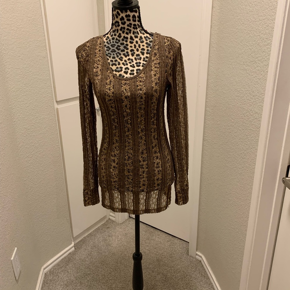Elegant Brown Lace Women's Top